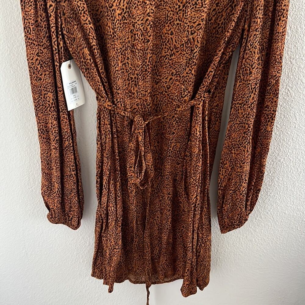 NWT Billabong Spring Romance Leopard Print Wrap Dress Long Sleeve Medium - Picture 9 of 10